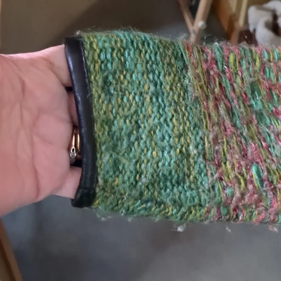 OLIVIA M* longline faux leather trimmed long sleeve duster sweater various color - Picture 4 of 12